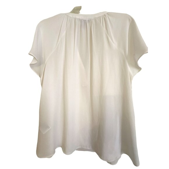 H&M Womens Layered V Neck Blouse Large White All Polyester Size Lg - Picture 2 of 6